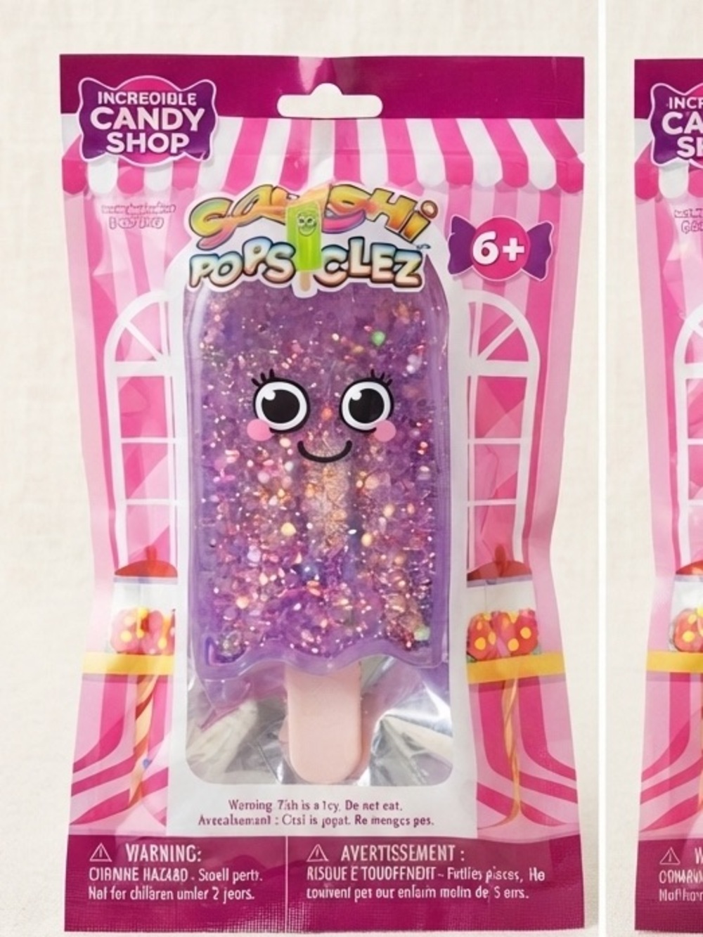 Purple Popsicle squishi Toy with Sparkle
